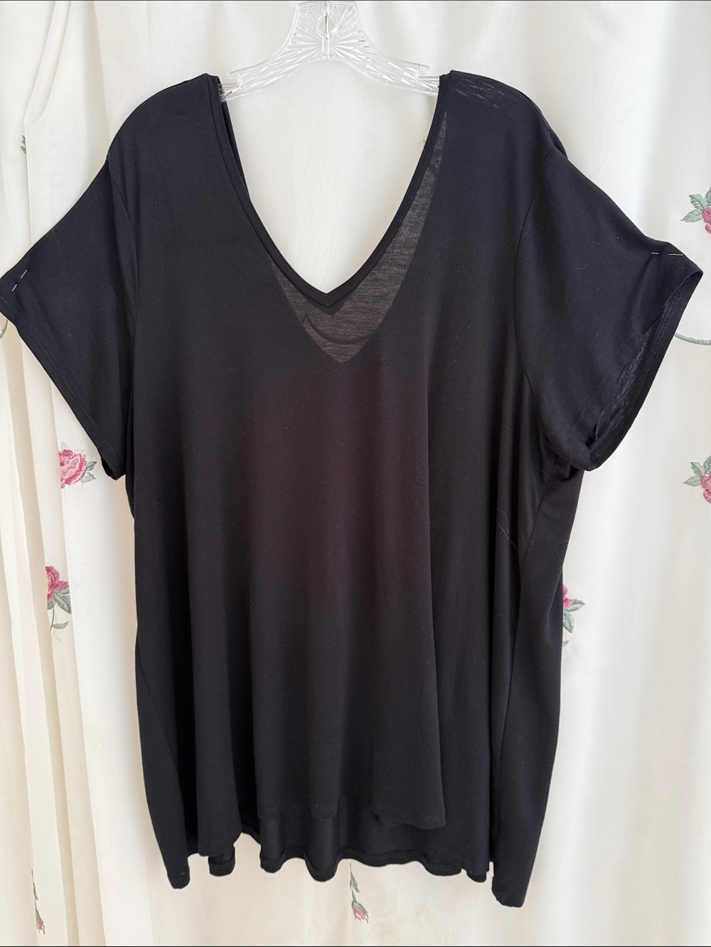 Black V-Neck (Back & Front) Short Sleeve Women's Top